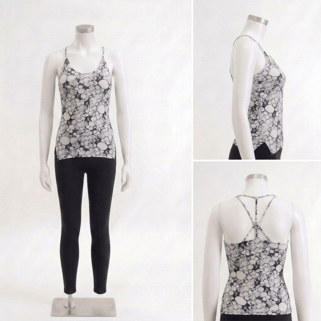 Nexus Cross-Back Padded Cami Top - Water Molecul Print