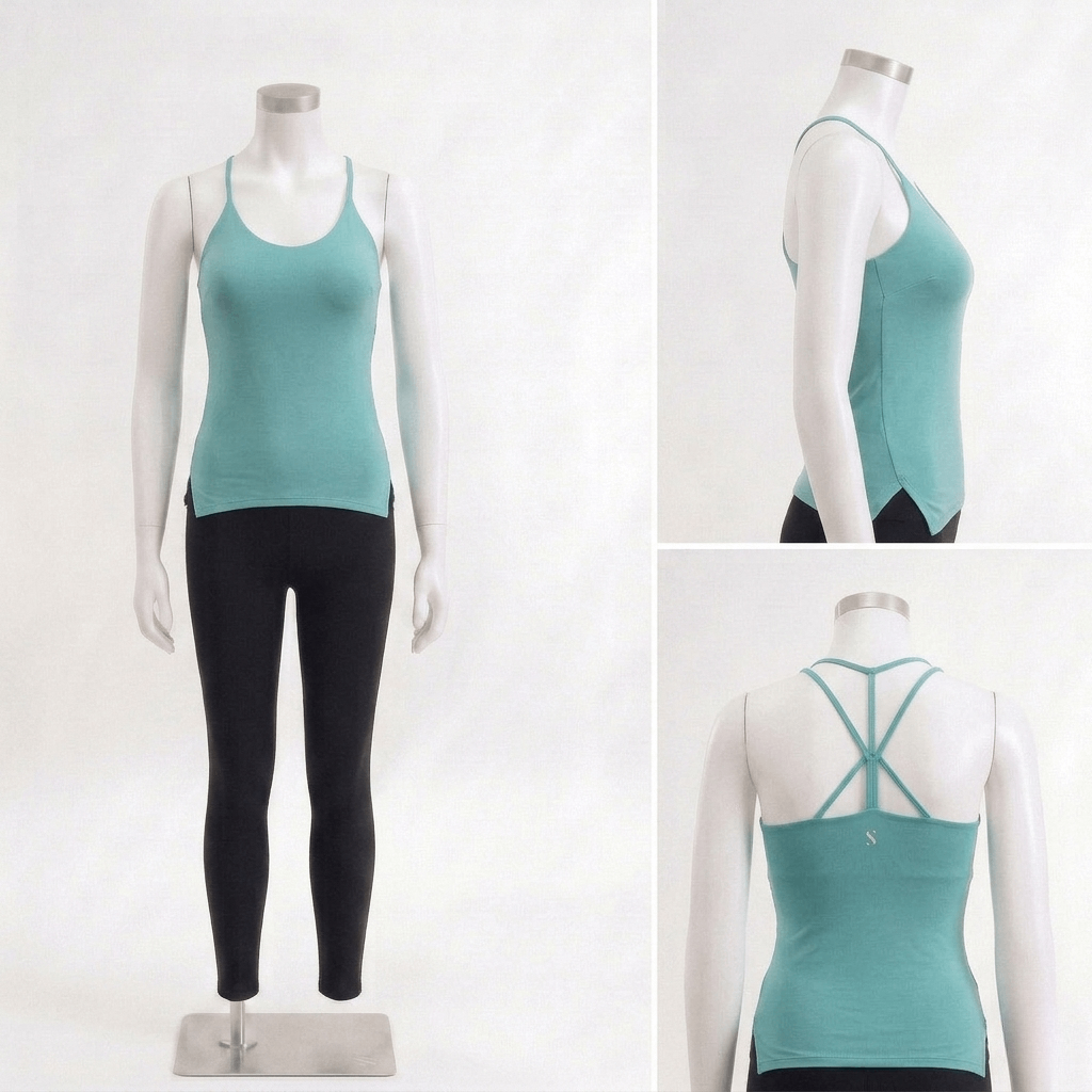 Nexus Cross-Back Padded Cami Top - Aqua Blue