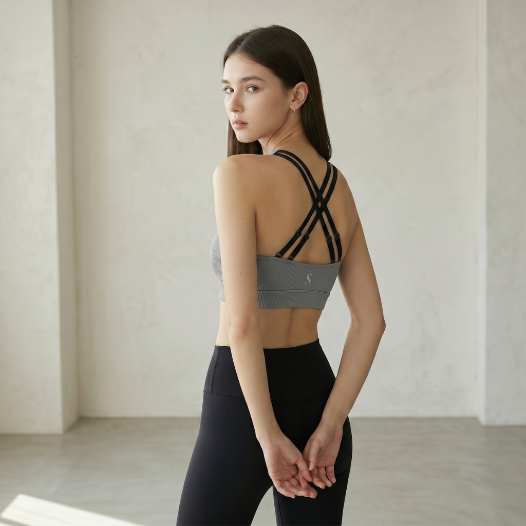 Symmetry Cross-Back Sports Bra - Sliver Grey
