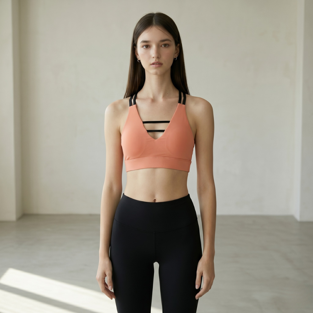 Symmetry Cross-Back Sports Bra - Nude Pink