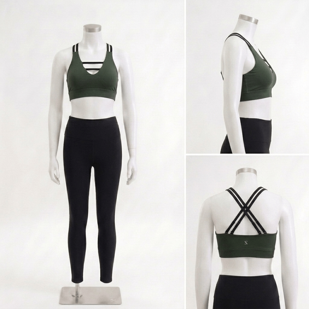 Symmetry Cross-Back Sports Bra - Dark Green