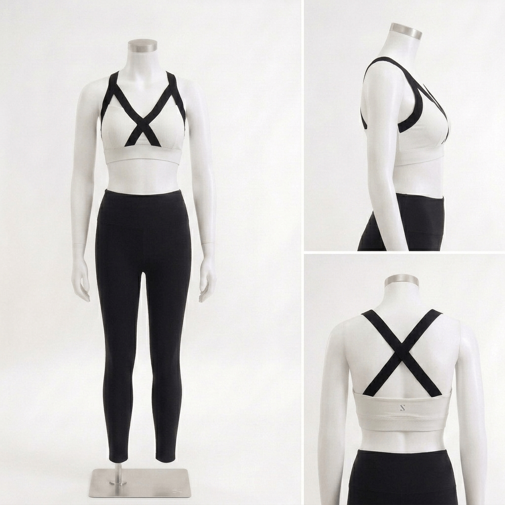 Classic Silhouette Sports Bra - White Black