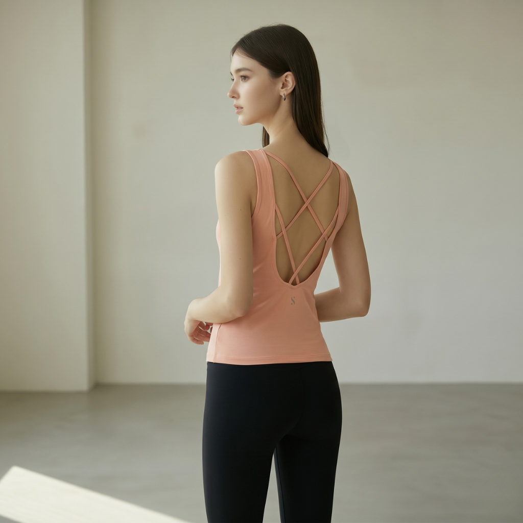 Ballet Cross-Back Tank Top - Nude Pink