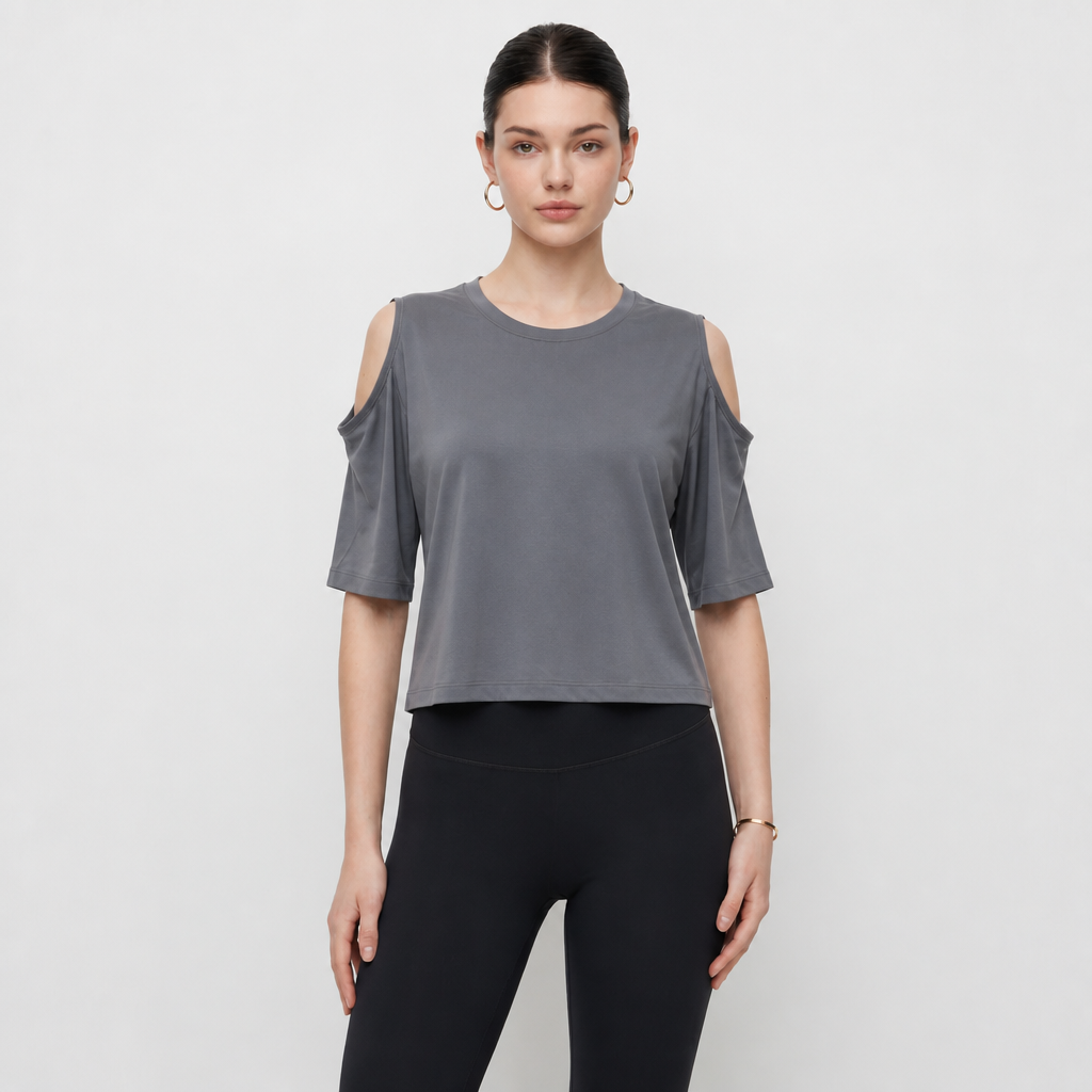 Effortless Cutout T-shirt - Silver Grey