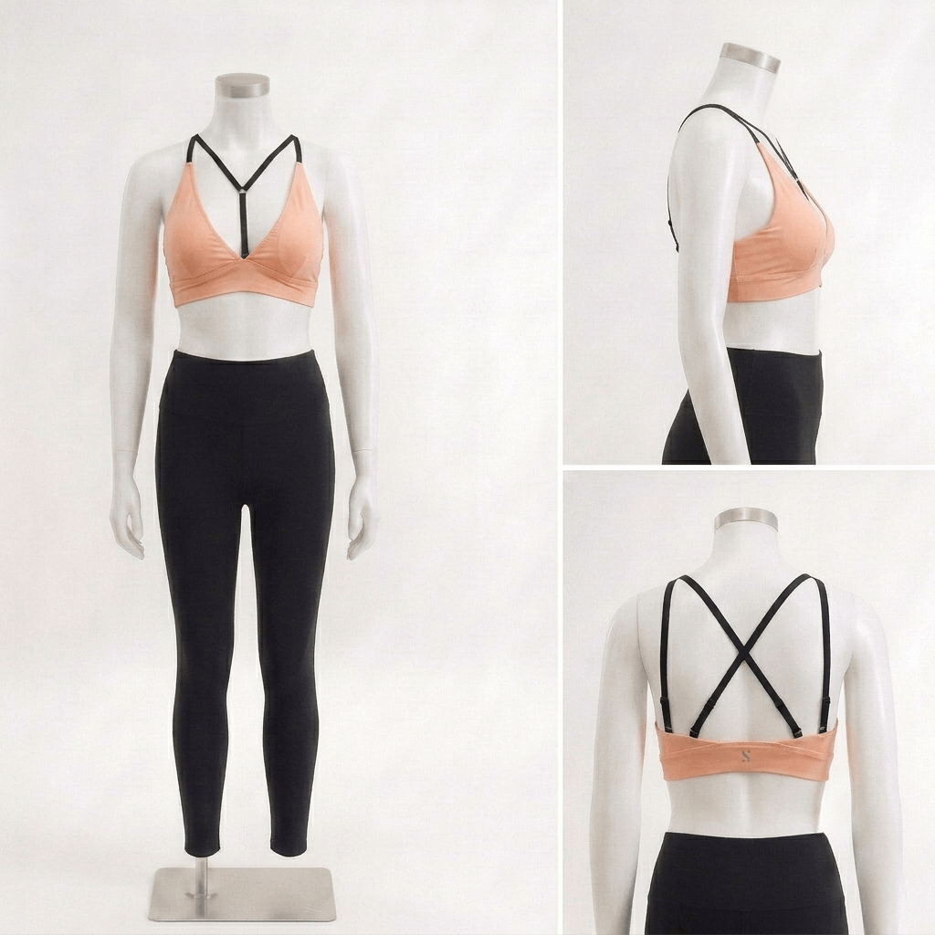 Pendant Y-Neck Sports Bra - Nude Pink