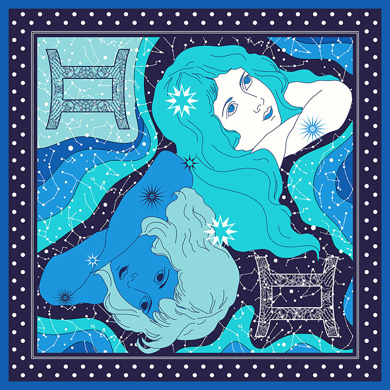 Zodiac silk scarves - Gemini