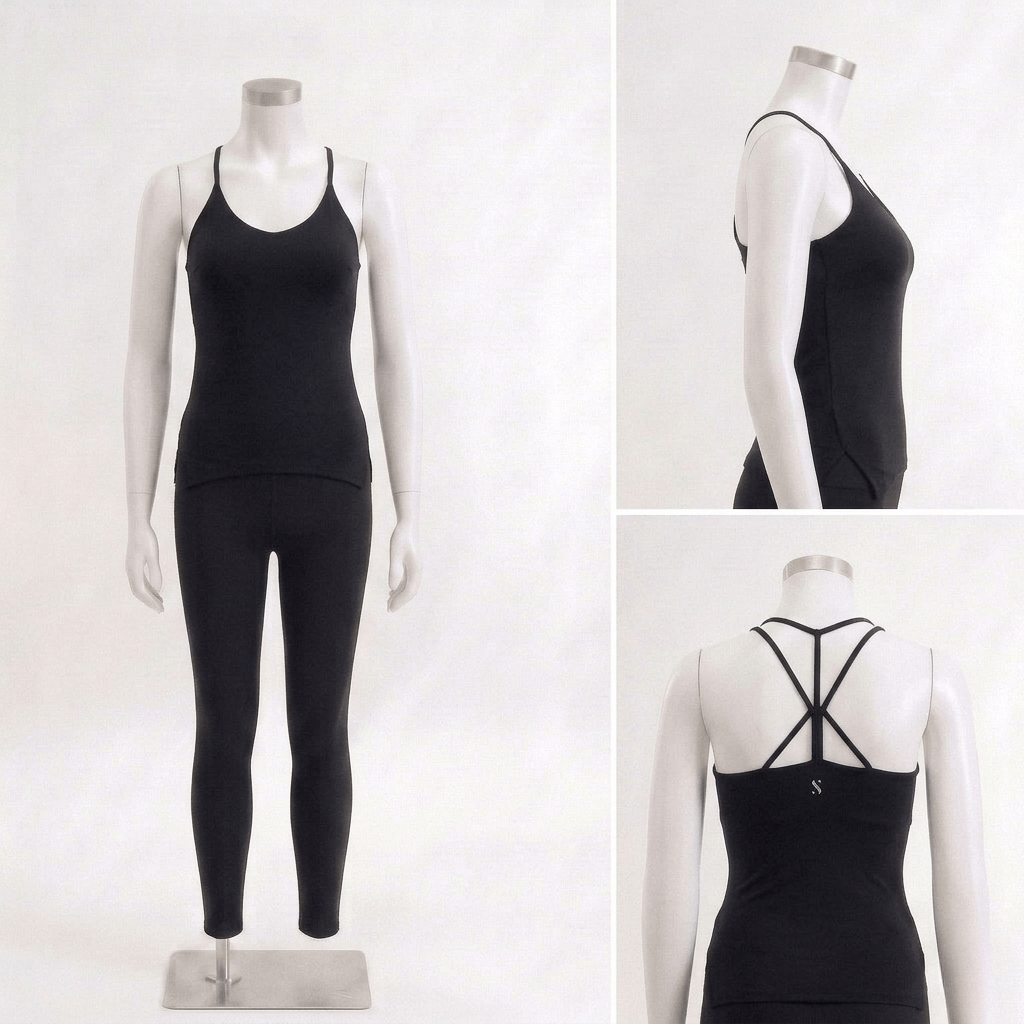 Nexus Cross-Back Padded Cami Top - Black