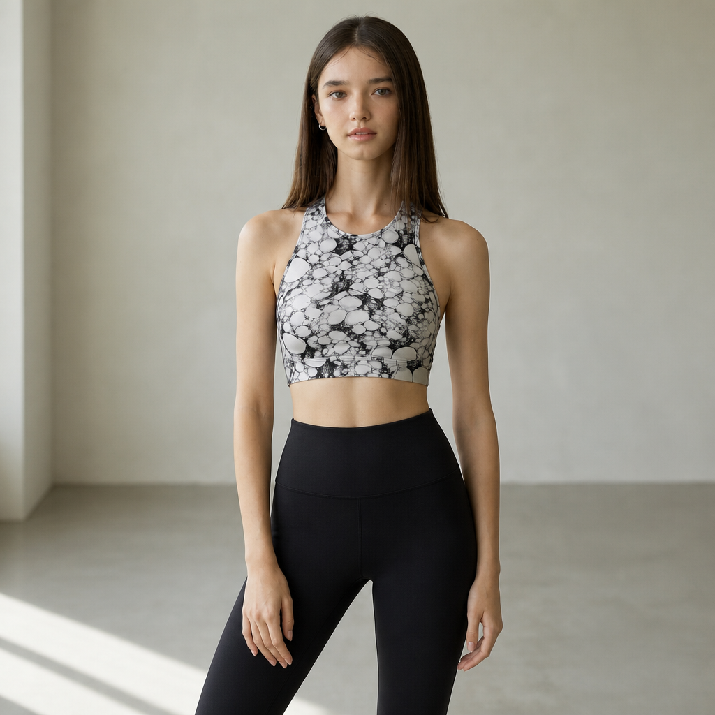 Sculpted High-Neck Sports Bra - Water Molecule