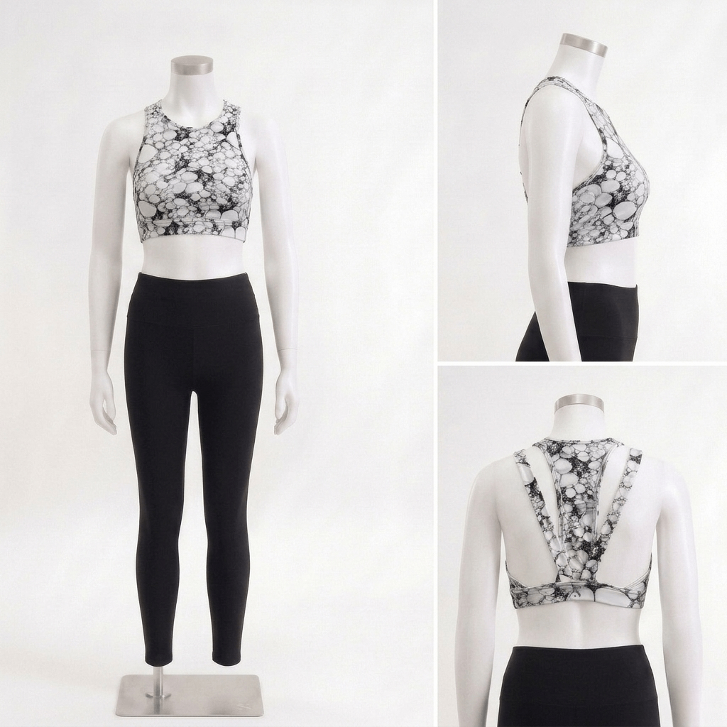 Sculpted High-Neck Sports Bra - Water Molecule