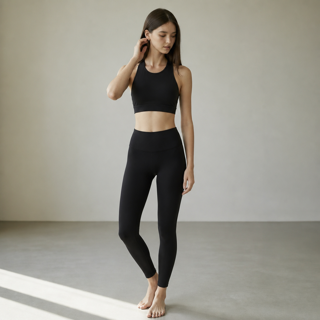 Sculpted High-Neck Sports Bra - Black