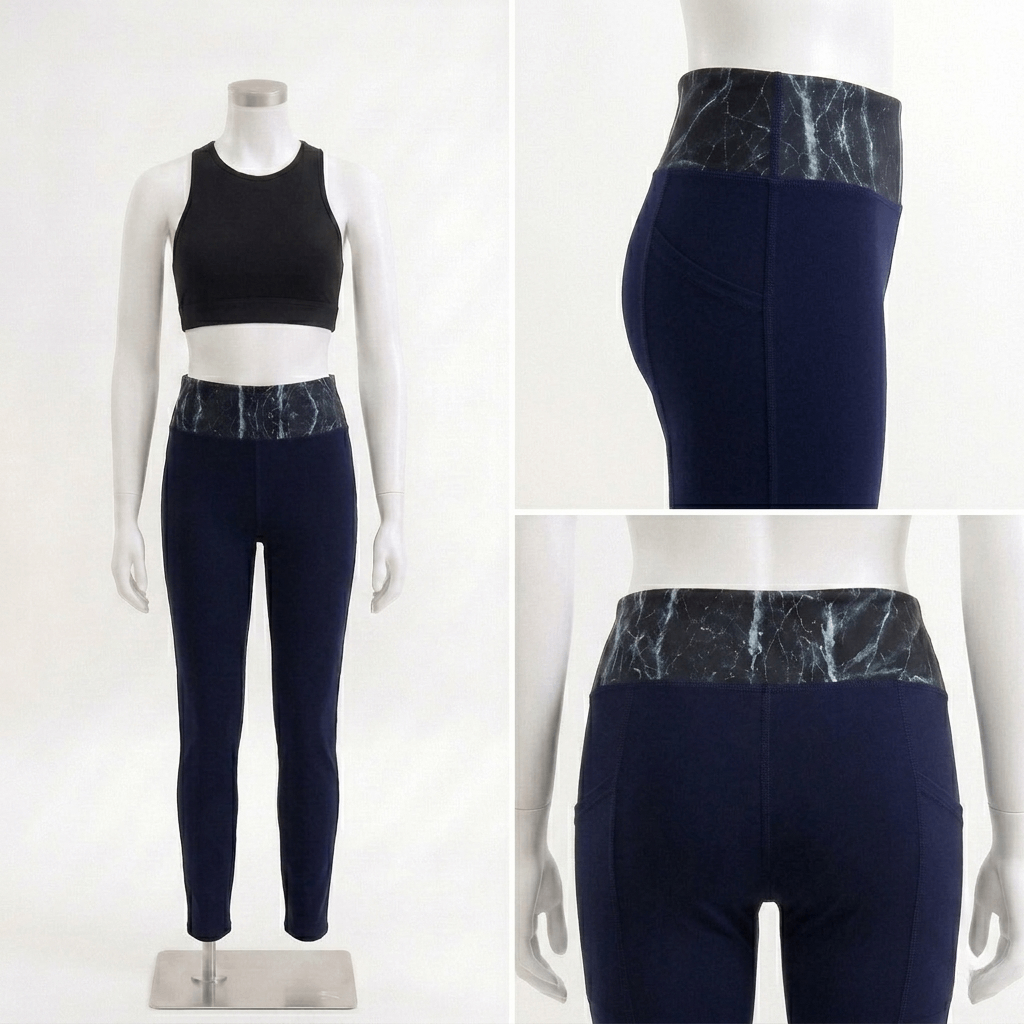 Stretch Reversible Leggings - Navy Storm