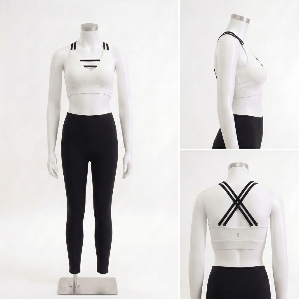 Symmetry Cross-Back Sports Bra - White