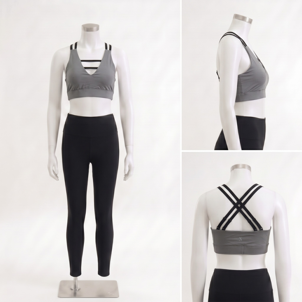 Symmetry Cross-Back Sports Bra - Sliver Grey
