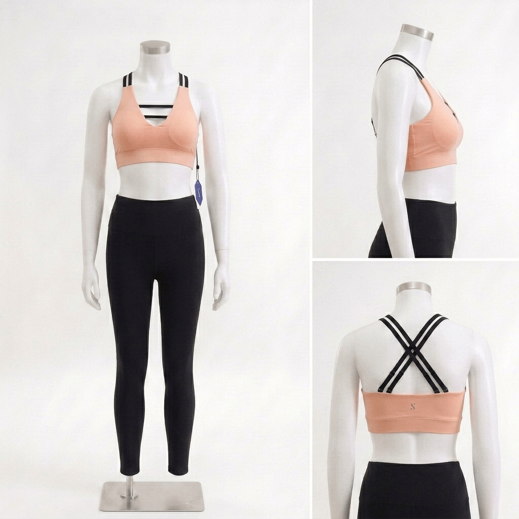 Symmetry Cross-Back Sports Bra - Nude Pink