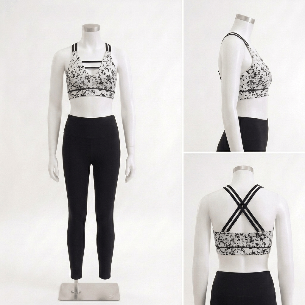 Symmetry Cross-Back Sports Bra - Spotted Print