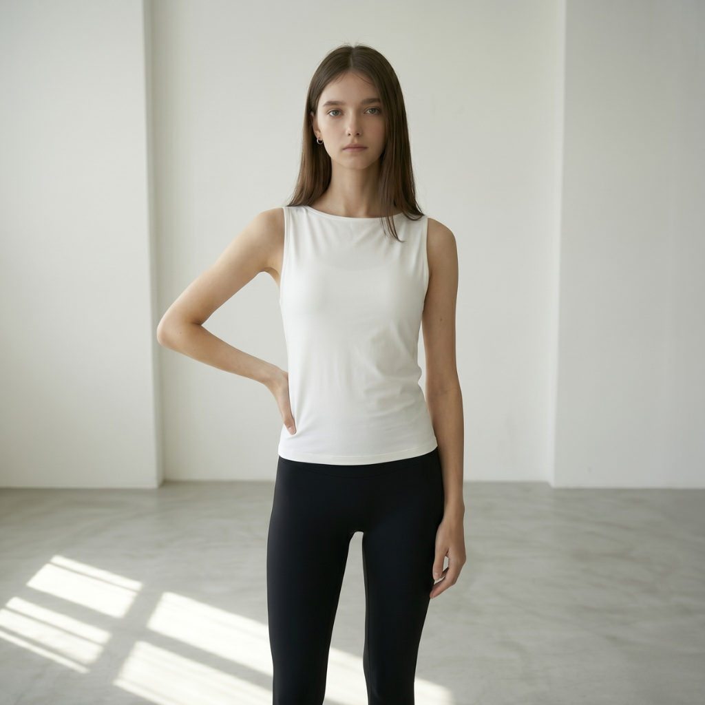 Ballet Cross-Back Tank Top - White
