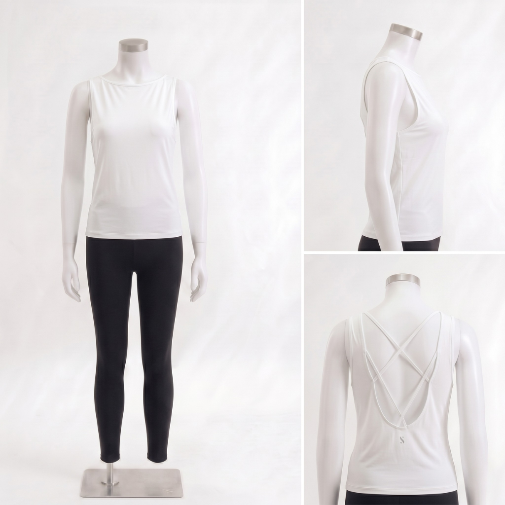 Ballet Cross-Back Tank Top - White