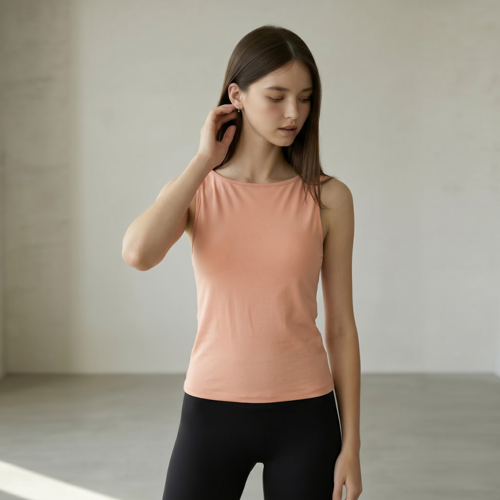 Ballet Cross-Back Tank Top - Nude Pink