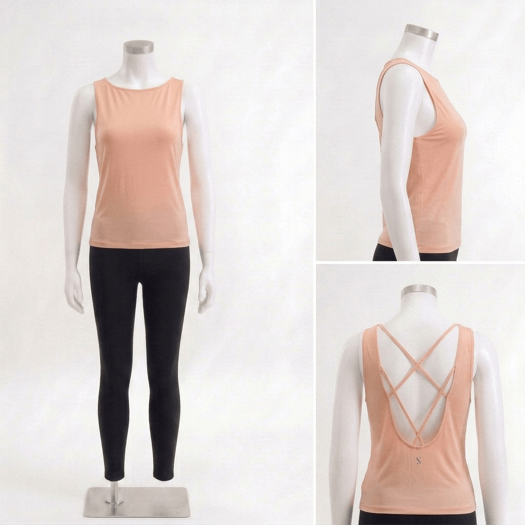 Ballet Cross-Back Tank Top - Nude Pink