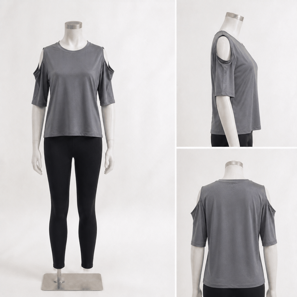 Effortless Cutout T-shirt - Silver Grey