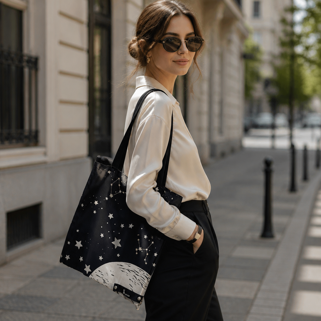 100% Silk Tote bag - Starry night