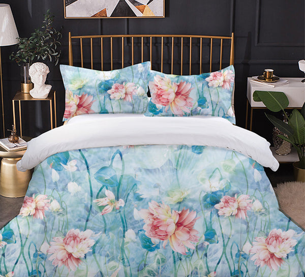 Luxury silk-like bedding set - Watercolor
