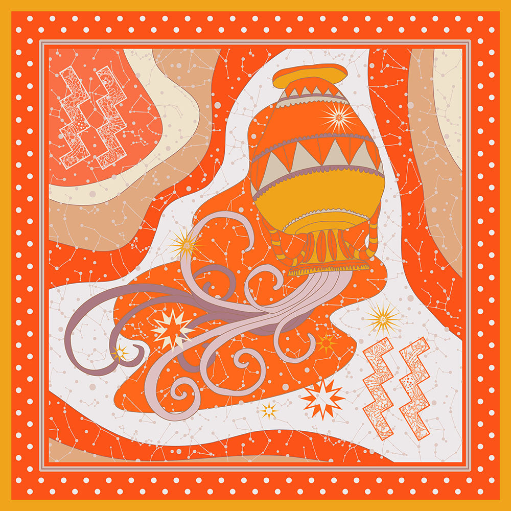 Zodiac silk scarves - Aquarius