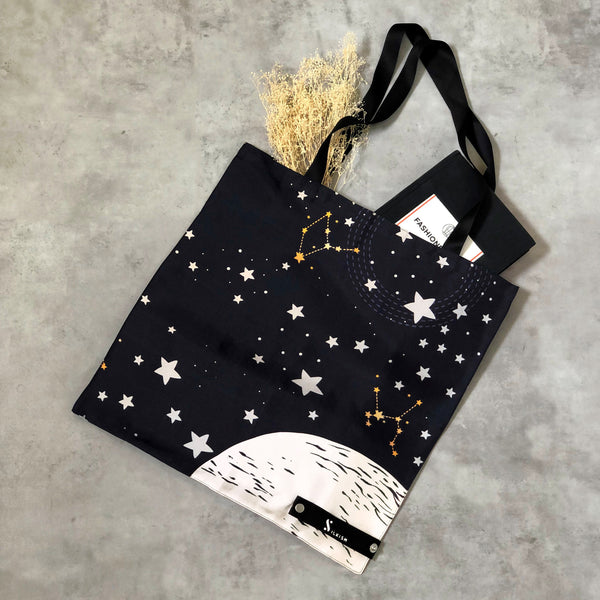 100% Silk Tote bag - Starry night