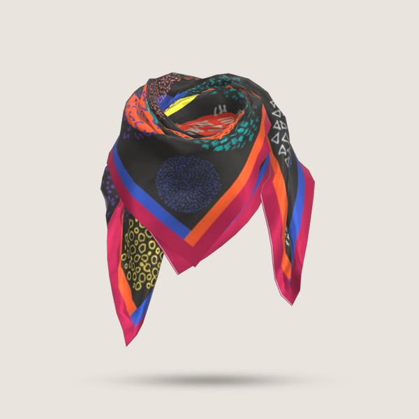 Silk scarves - kaleidoscope black