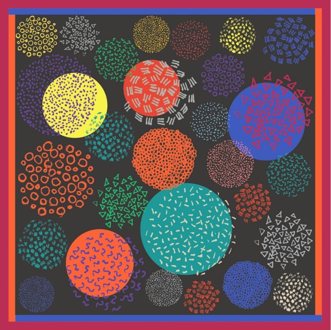 Silk scarves - kaleidoscope black